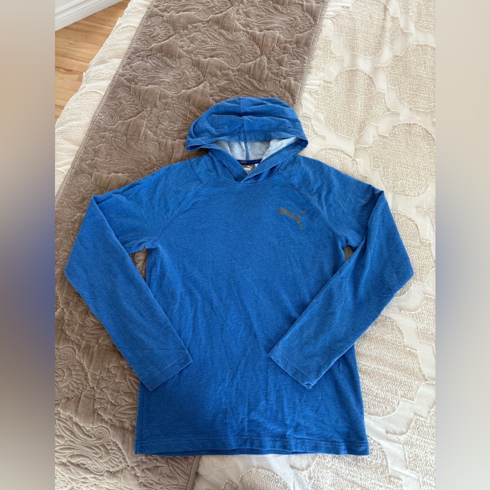 Puma Men’s 100 Percent Cotton Blue Hoodie Size S